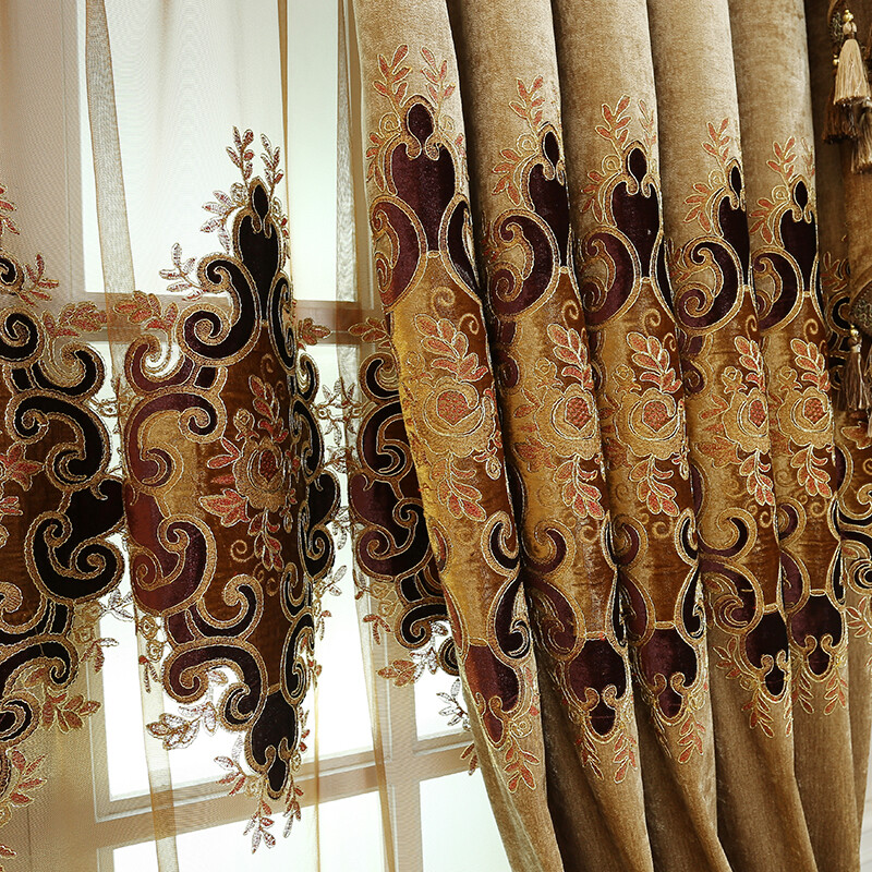 Chenille Embroidery Curtain Cloth Pelmet Floral Voile Tulle Window Screen Drape