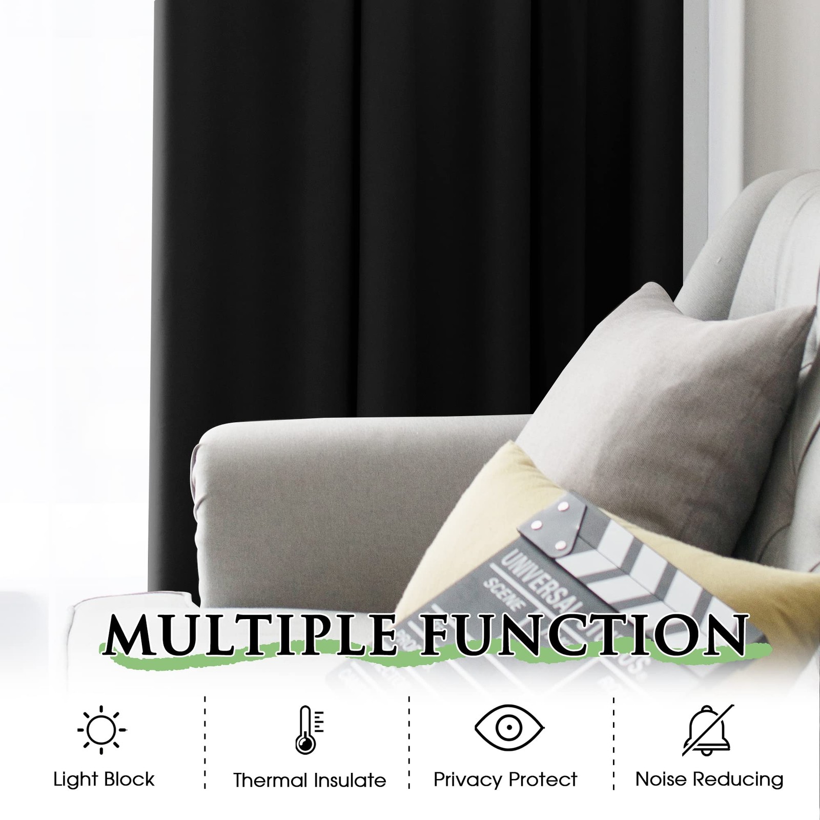 KGORGE 100% Blackout Curtains Liners – Sunlight Block Insulated Window Drapery L