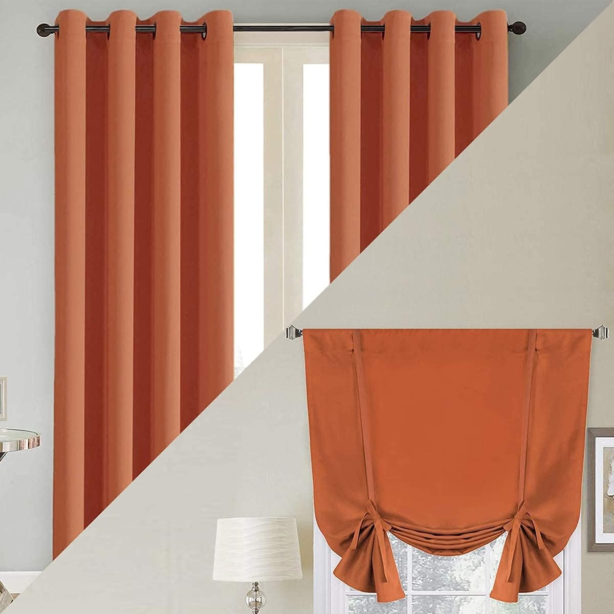 Burnt Orange Blackout Curtains 52×84 Inch Set of 2 Panels