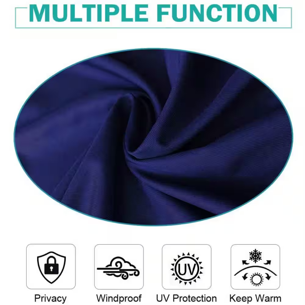 Navy Smooth 50 In. W X 84 In. L Outdoor Curtains for Patio Waterproof Drapes on