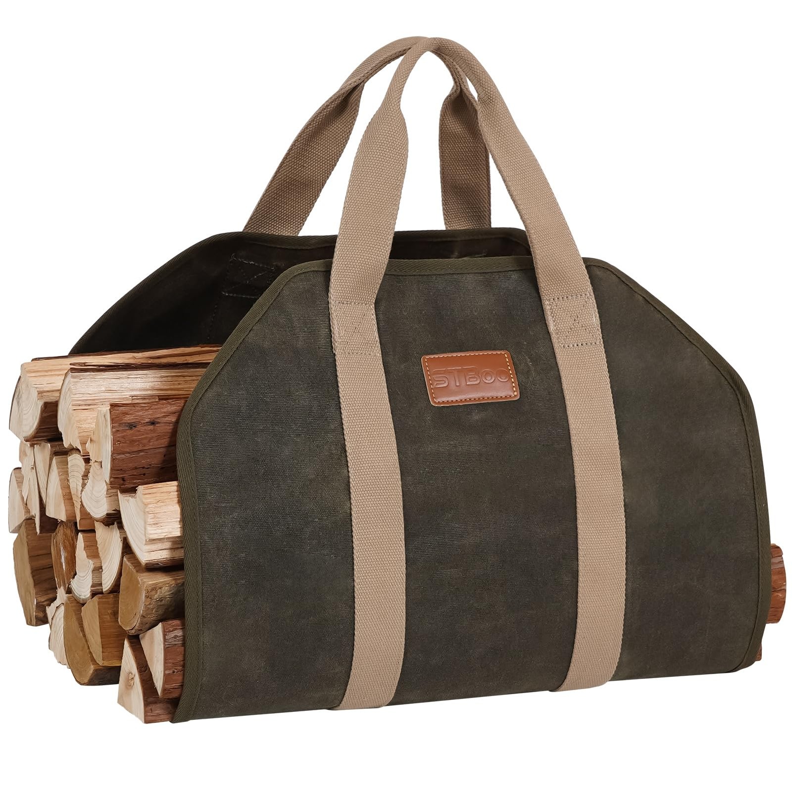 STBoo Firewood Carrier Waxed Canvas Log Carrier for Firewood Heavy Duty | Fir…