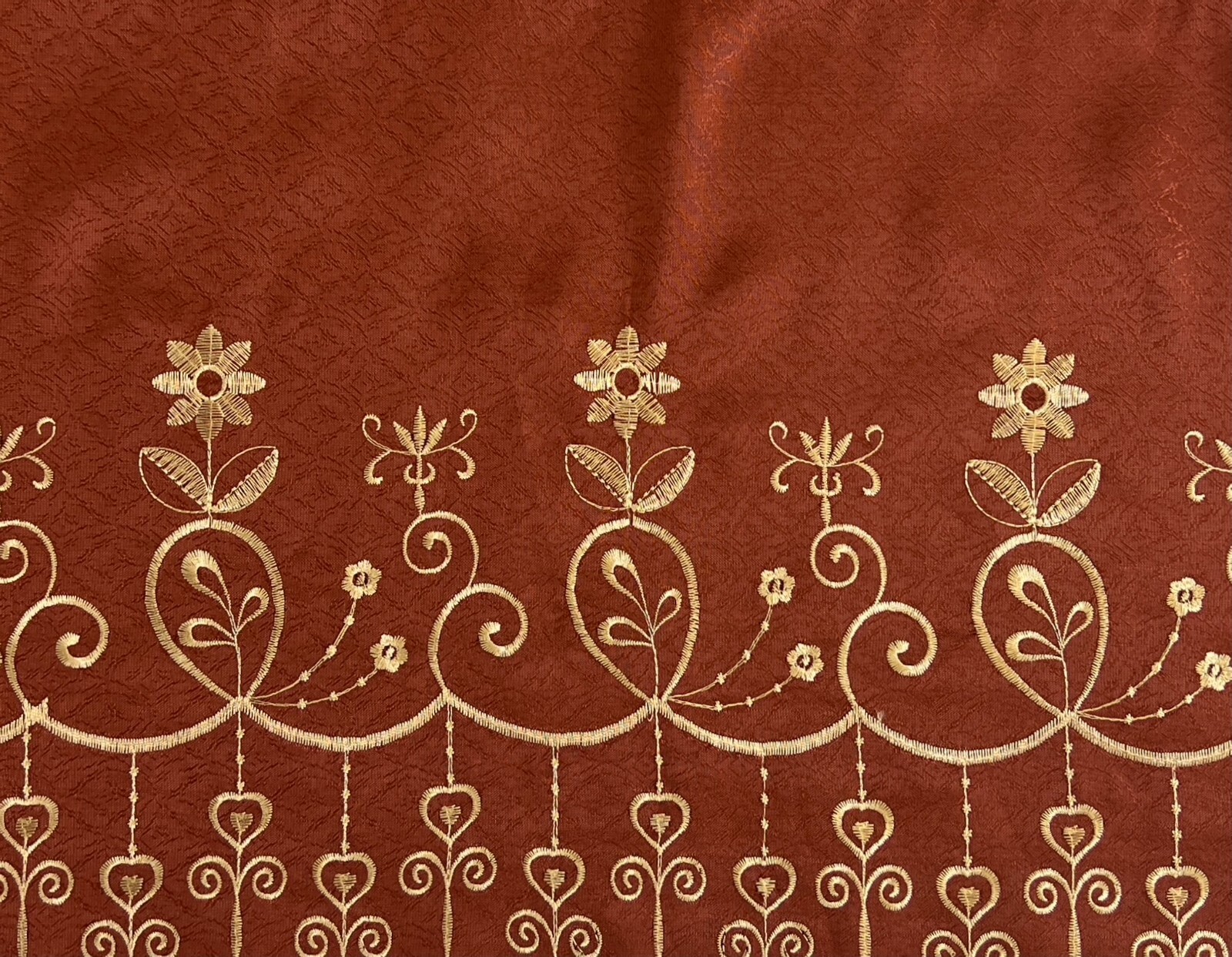 Victoria Classic Aileen Floral Window Valance Cinnamon Gold Embroidery 60″ x 18″