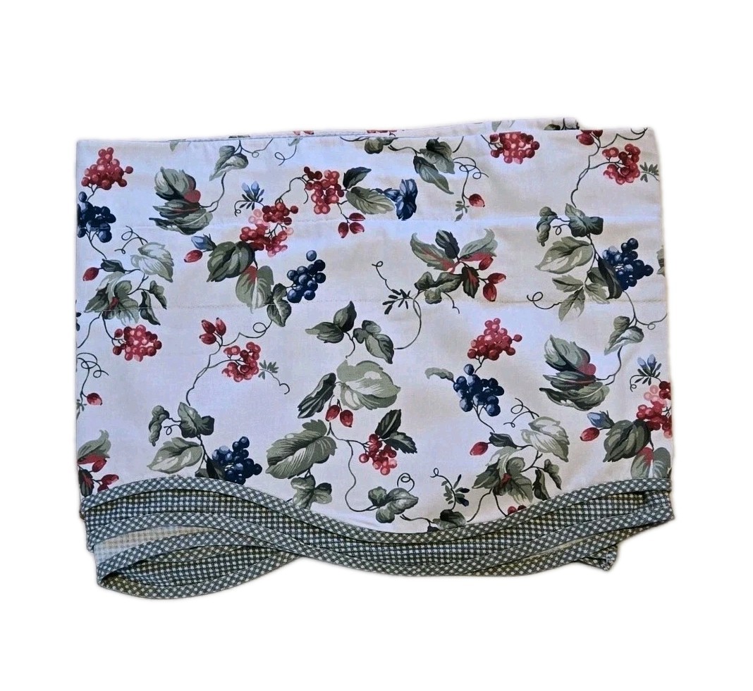 Waverly Valances Set of 2 Orchard Trail Scalloped Green Gingham Grapes 74×15 Vtg