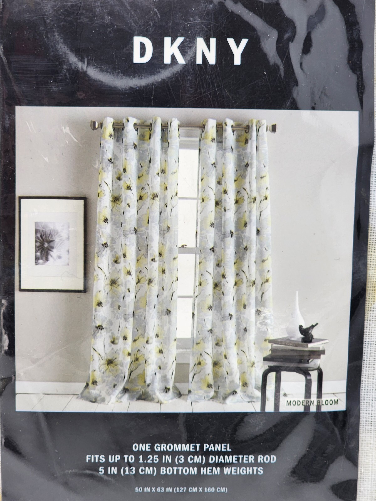 DKNY Modern Bloom Floral/Flower Sheer Grommet Single Curtain Panel, Yellow