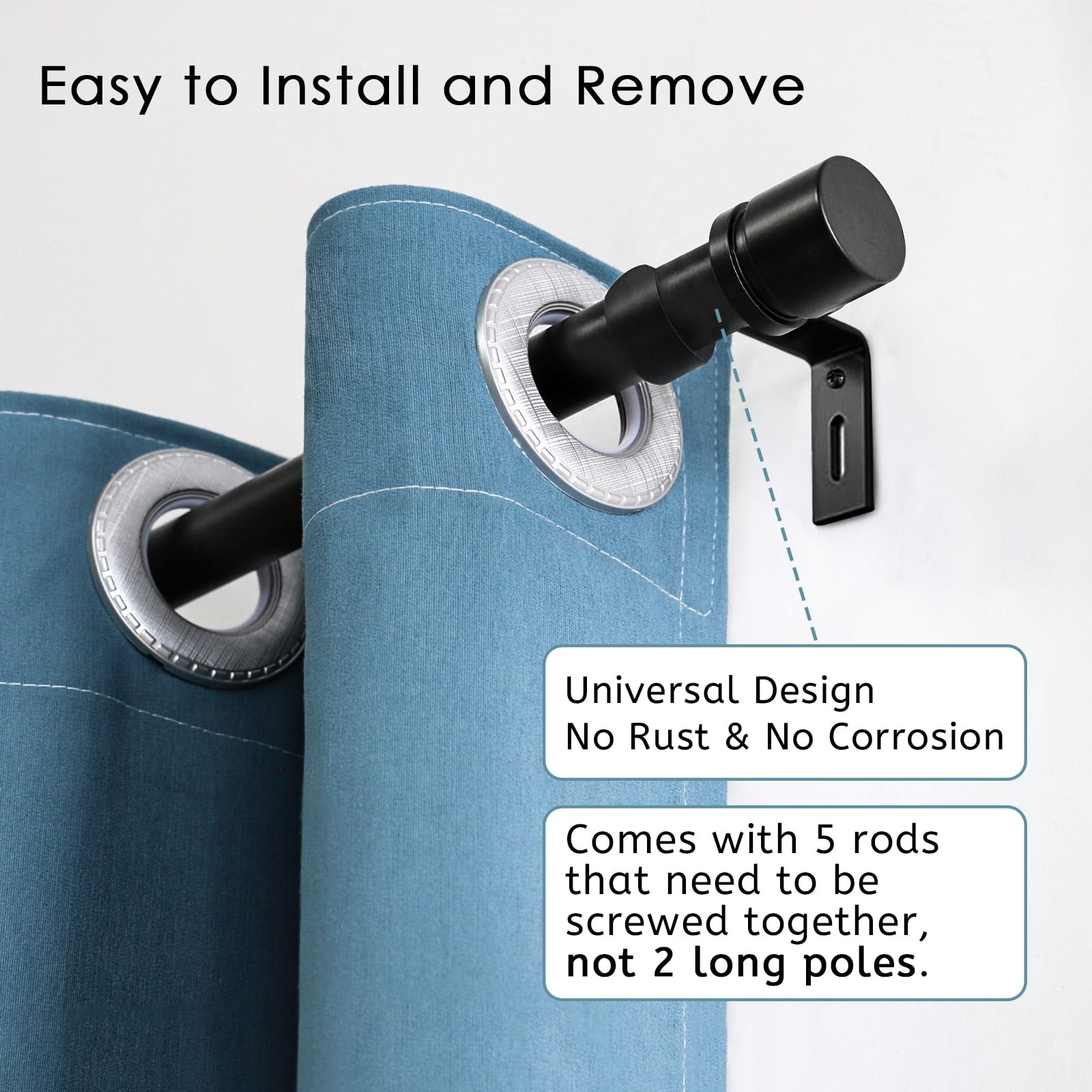 Byondeth Curtain Rods for Windows 16 to 88 Inches 16″ 88″, Black