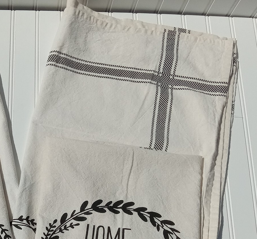 Farmhouse Country Curtains Set of 4 HOME SWEET HOME Half Curtain Panels Muslin