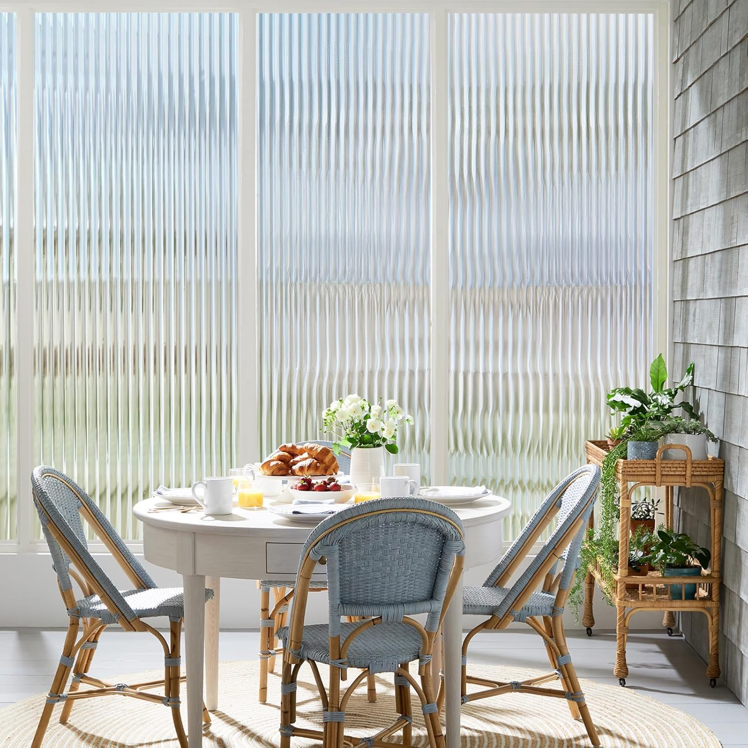 3D Fluted Glass Window Privacy Film Frosted Reeded Glass Stickers 17.5×78.7in