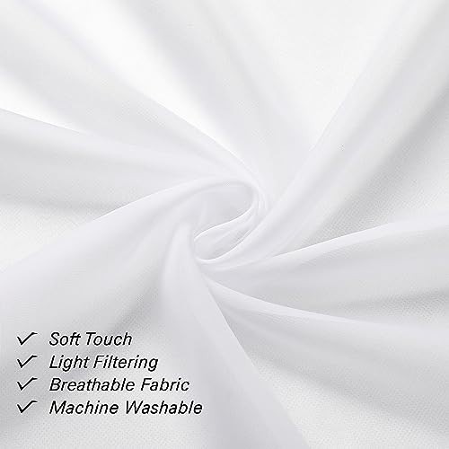 Aiyufneg Sheer Window Valance Curtains, Light 40″W x 14″L (Pack of 2) White