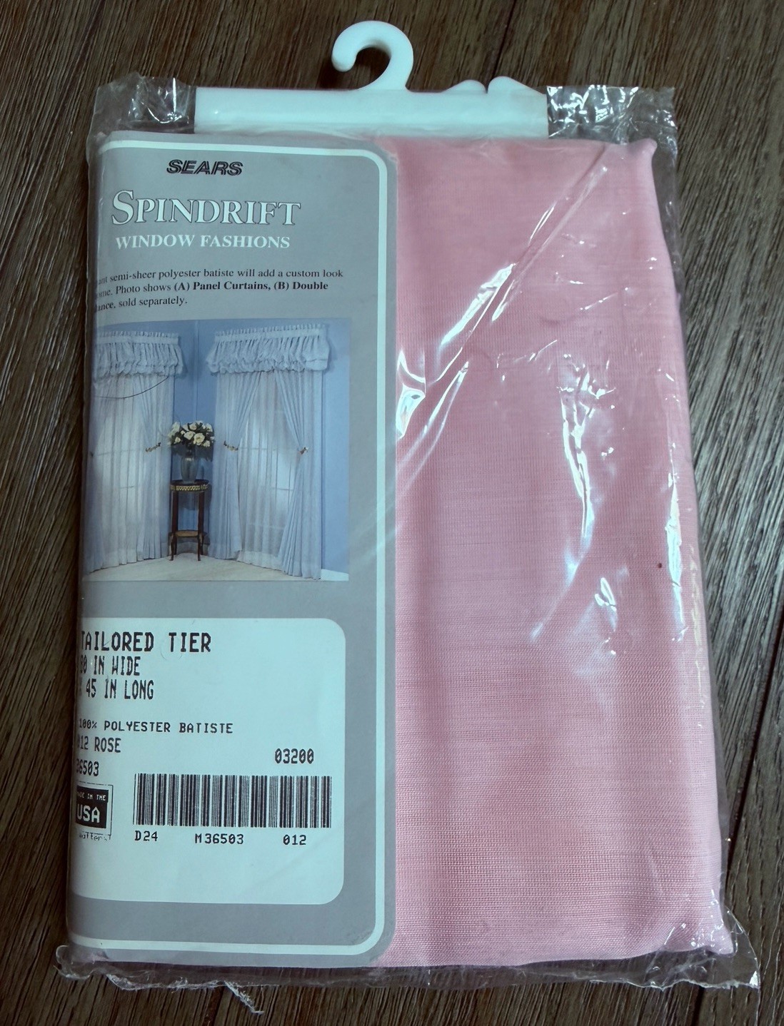 NOS Vintage Sears Spindrift Rose Pink Tailored Tier 80W x 45L