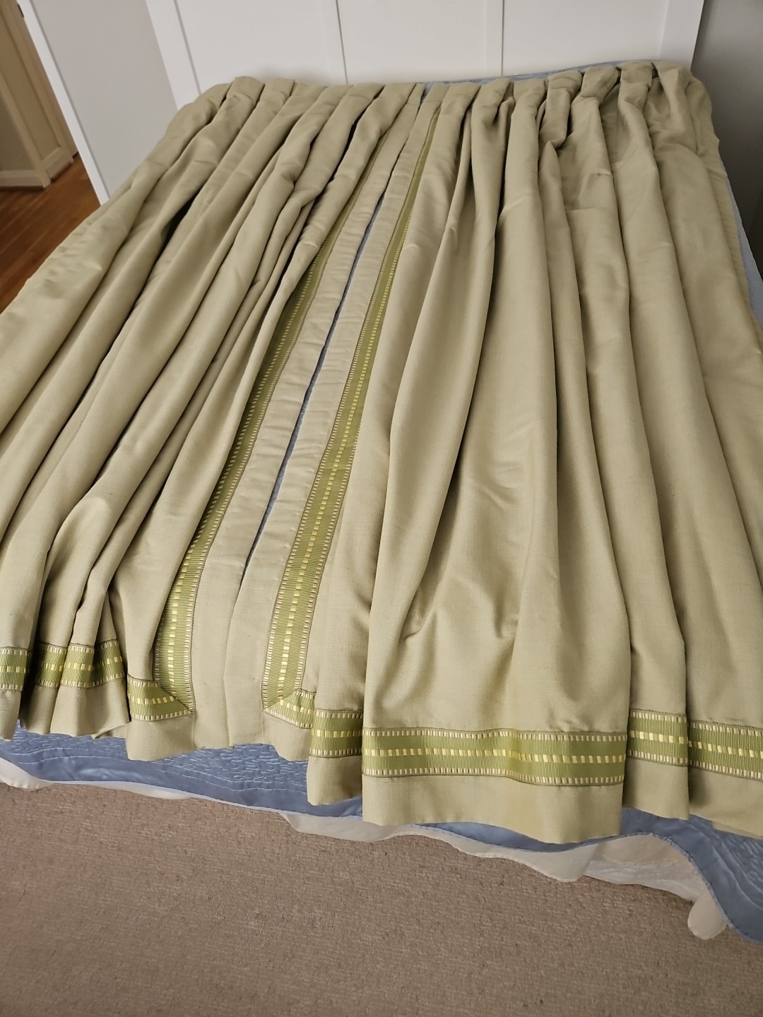 Custom Drapery 2Panels Silk Blend Inverted Box Pleat 31 X 78.5″ Interlined Green