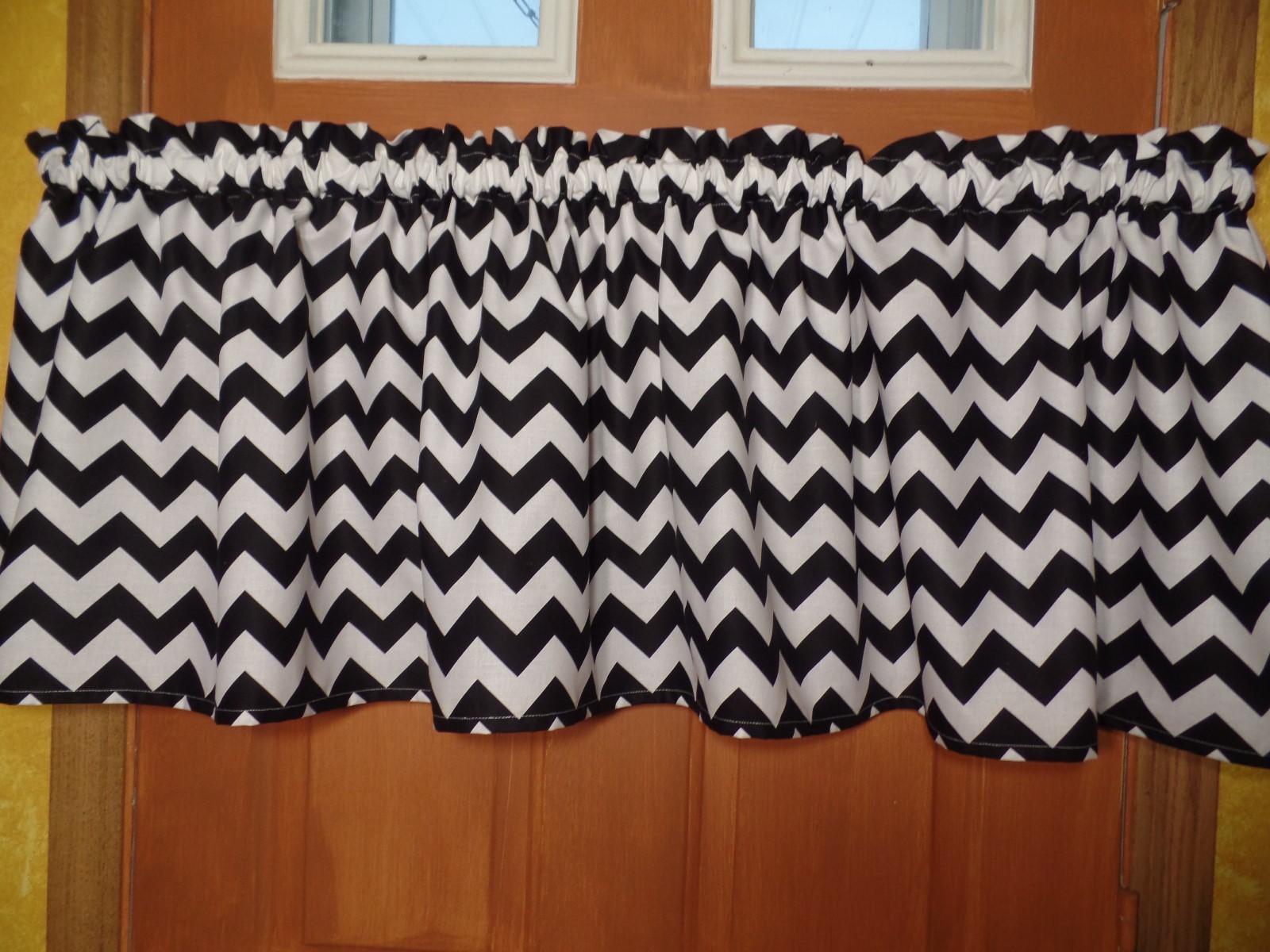 Black & White, 3/4″ Chevron, Zig Zag Stripes, Handmade Window Curtain VALANCES
