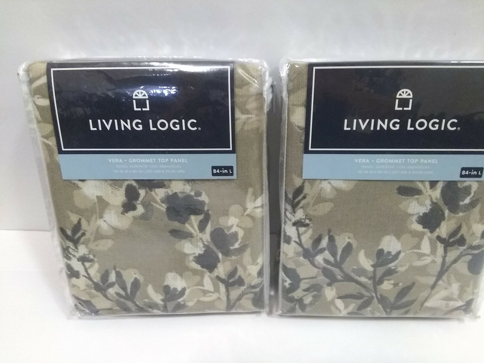 Living Logic Vera Brushed Nickel Grommet Top Panel Taupe 50in W x 84in L- 2 Pack