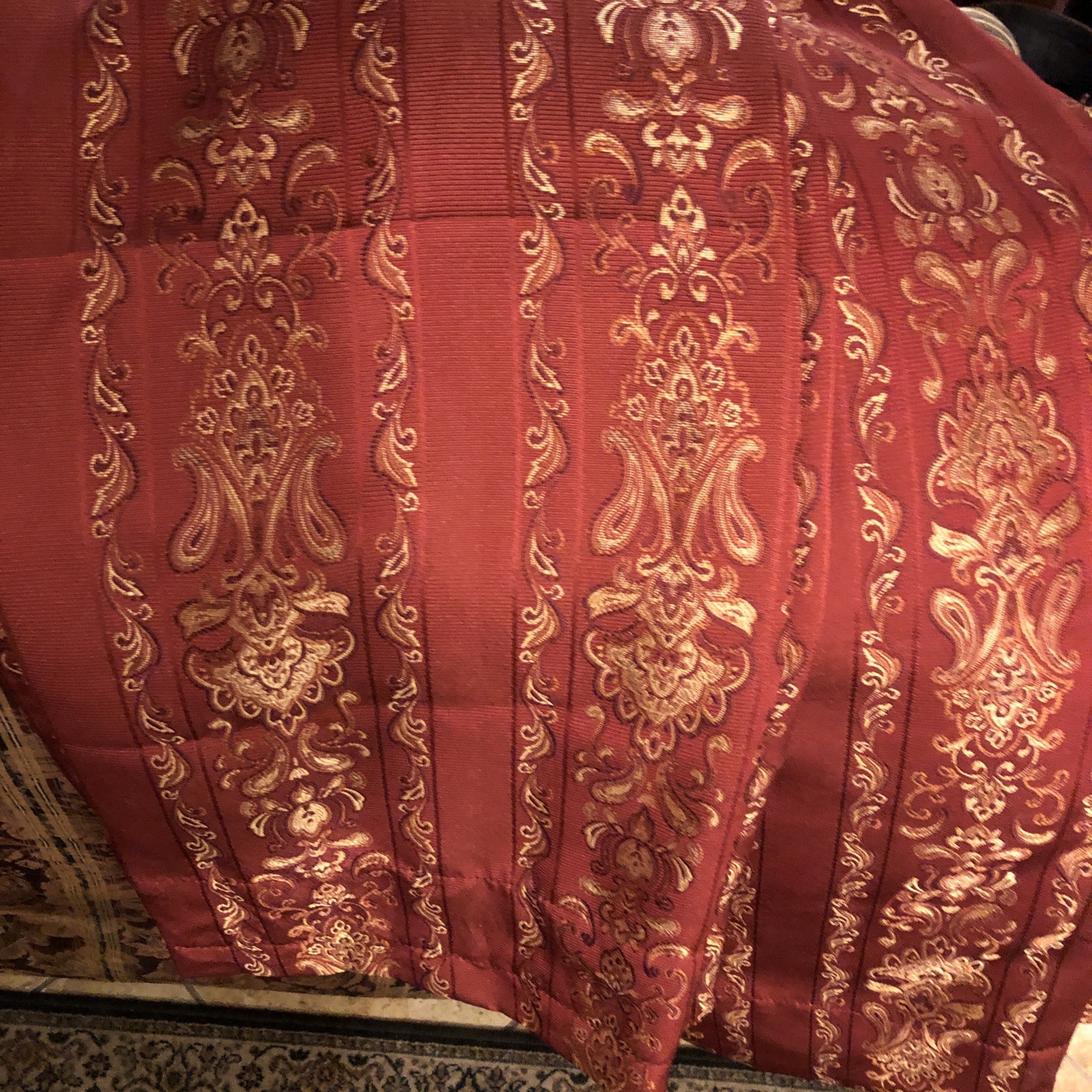 JC Penney 54 X 84 Demask burgundy gold brocade panel Pair curtains