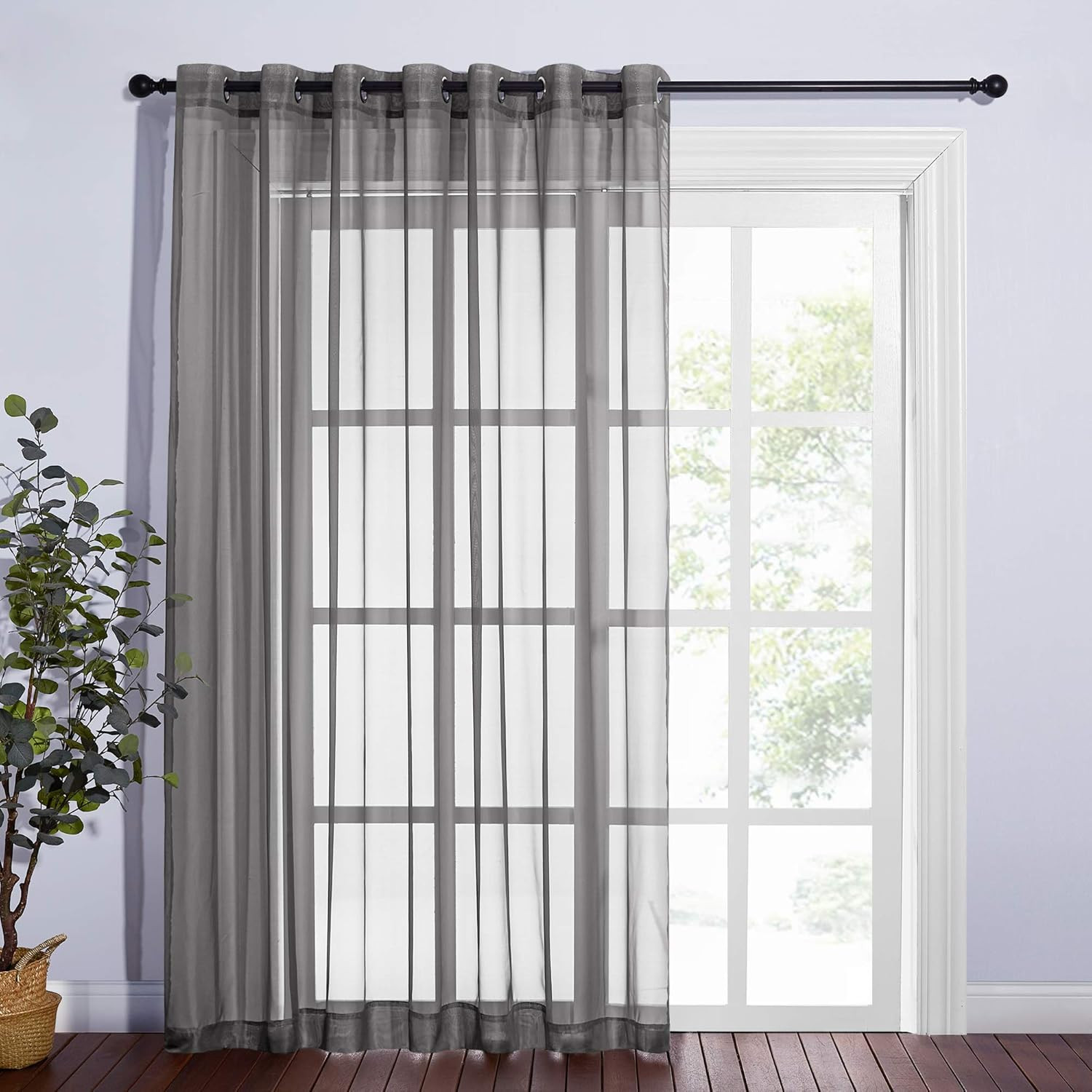 Extra Wide Sheer Curtain for French Door – Soft Voile Sheer Texture Light Filter
