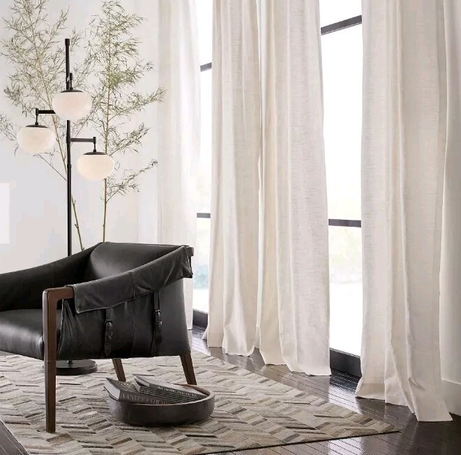 Pottery Barn Emery Linen Blackout Curtain In Ivory 50″x120″ 73% Linen/27% Cotton