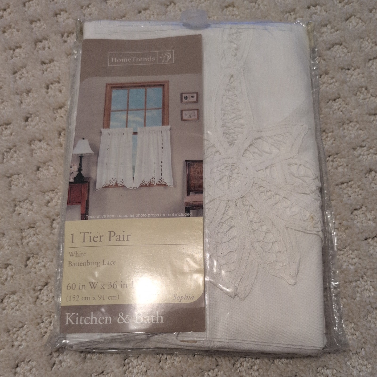 HomeTrends Battenburg Lace Valance 60×14 Arctic White 100% Cotton Cottagecore