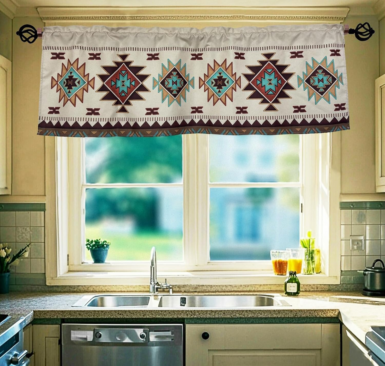 Southwest Tribal Navajo Fancy Abstract Geometric Ethnic 52″W X 16″H Aztec