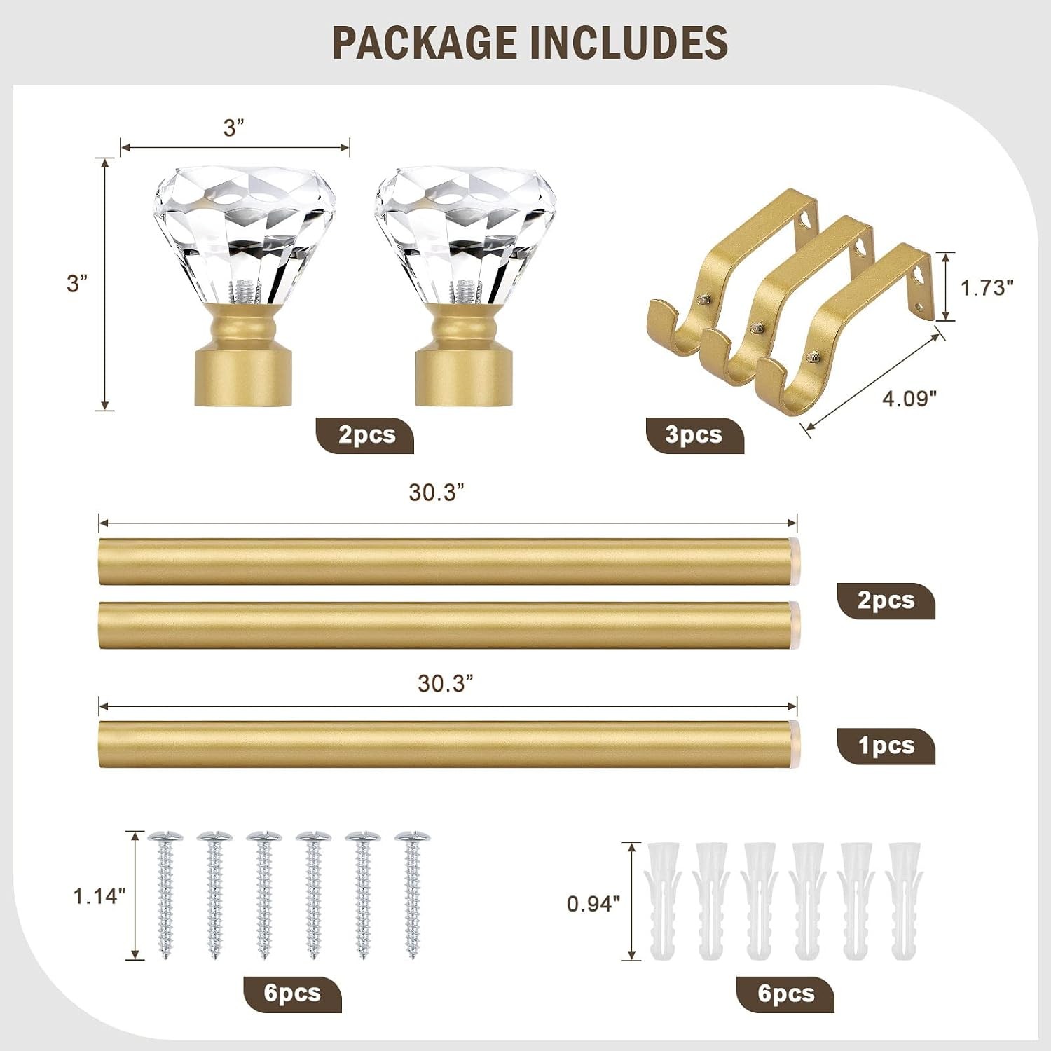 2 Pack Curtain Rods for Windows 48 to 86 Inches（4-7.2 Feet）, 1 Inch Diameter