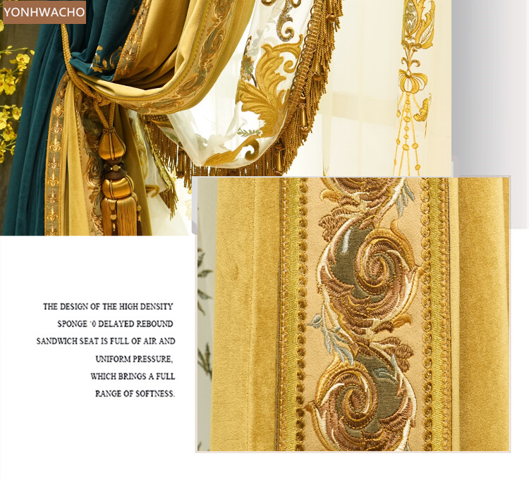high-grade embroidery thick velvet cloth blackout curtain valance drape C407