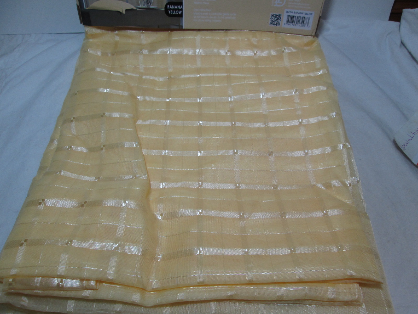 Daintly Home PLAID VOILE Grommet Curtain Panel Pair (108″x84″) ~ Yellow Banana
