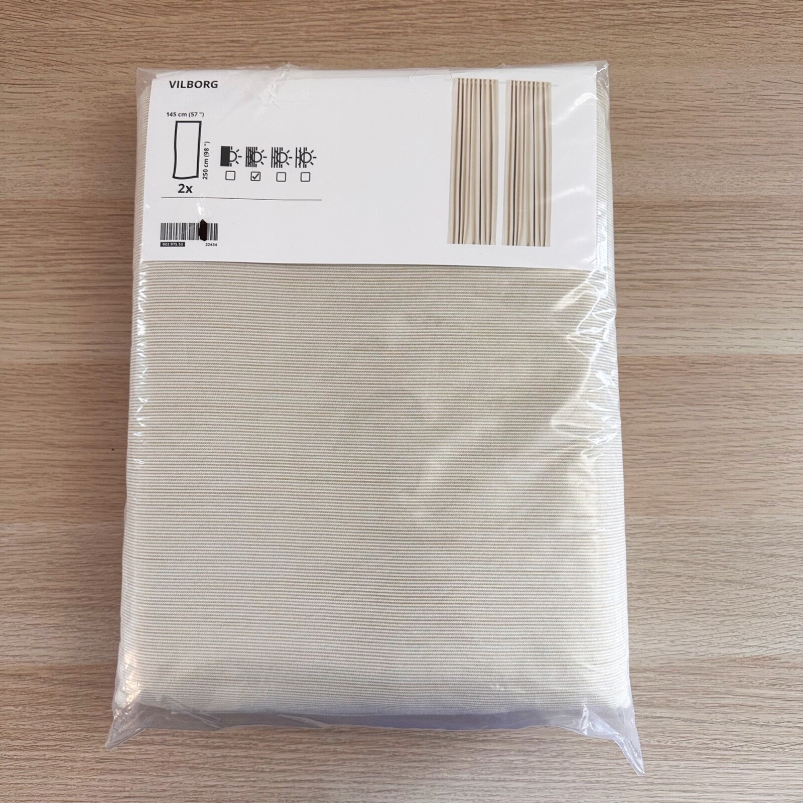 Ikea VILBORG Curtains 2 Panels (1 pair) Room Darkening 57″ x 98″ Beige – New