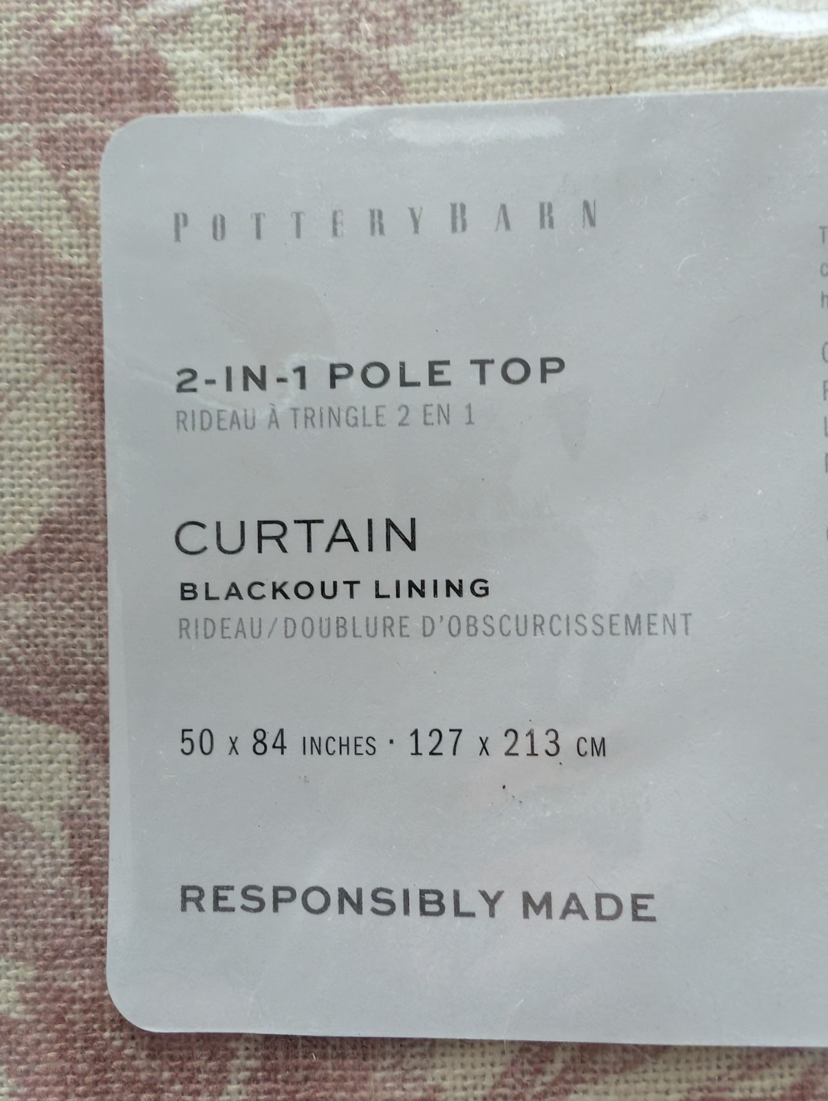 POTTERY BARN Sorrel Toile Linen Cotton Blackout Curtain-50×84″-Rosewood-NWT