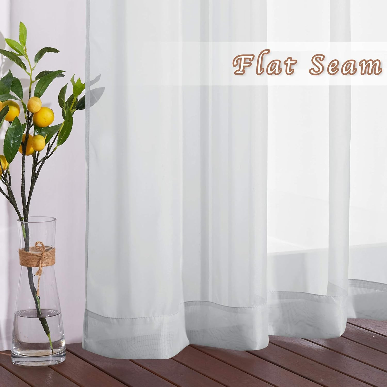 Light Gray Sheer Curtains – Simple Design Window Treatment Ring Top Voile Panels