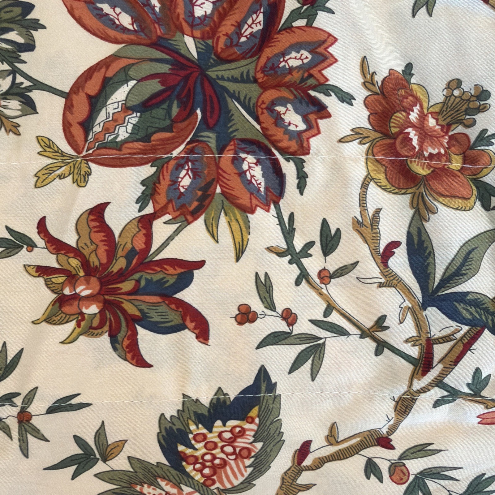 Waverly ~ Felicite Cream ~ 50″x15″ Floral Cotton Scalloped Valances ~ Set of 2