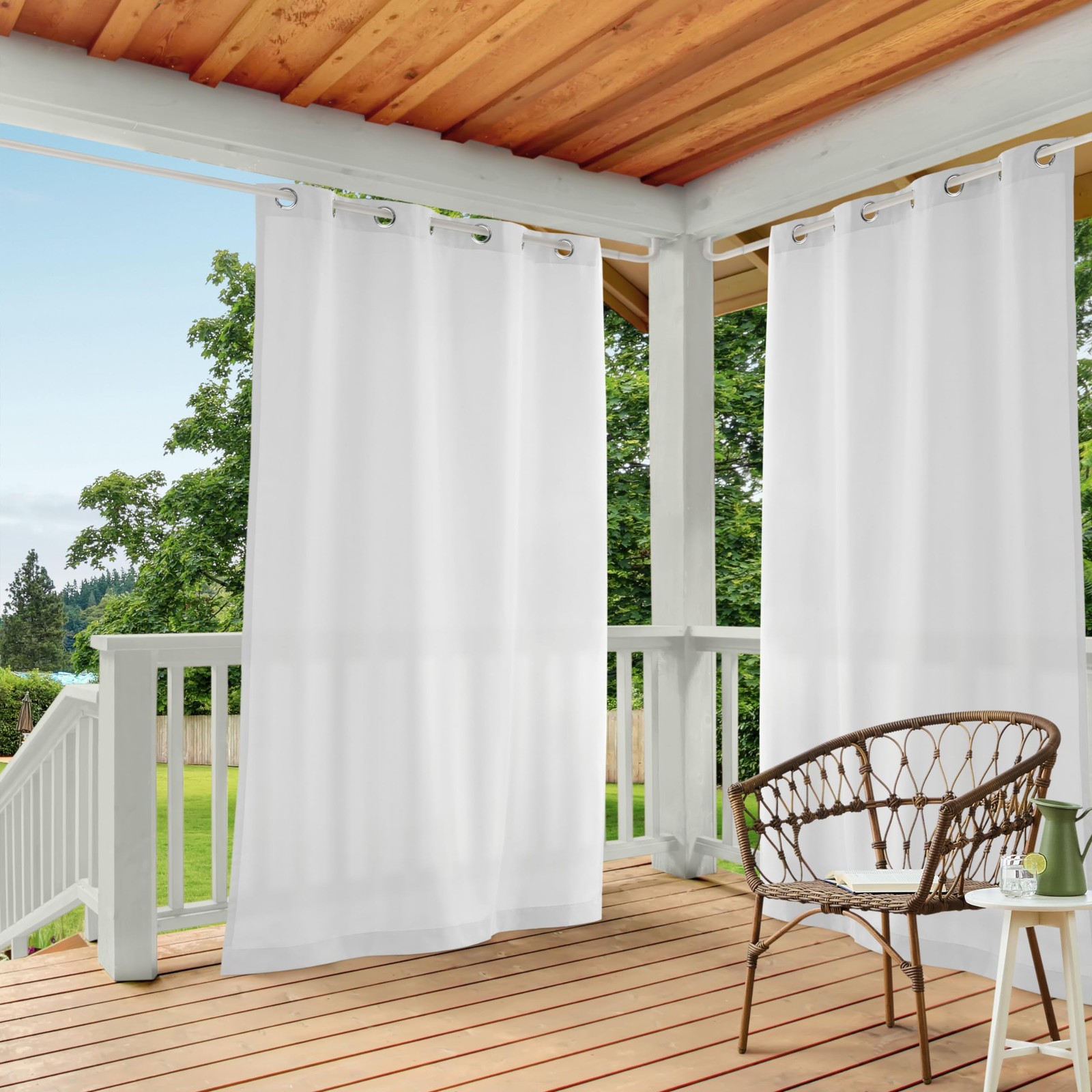 Exclusive Home Indoor/Outdoor Solid Grommet Top Window Curtain Panel Pair 54x…
