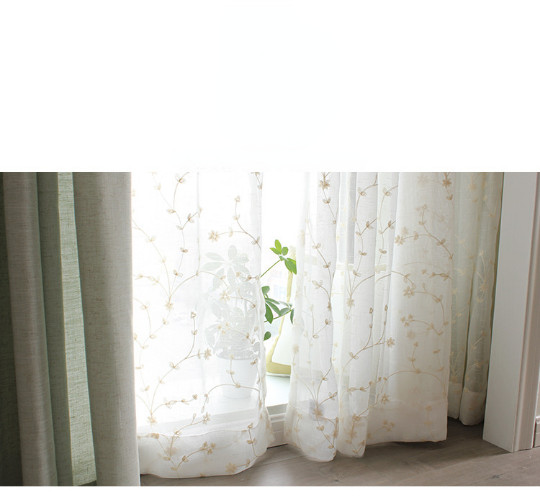Floral Embroidered Sheer Tulle Curtains Voile Bedroom Tulle Window Blinds Drapes