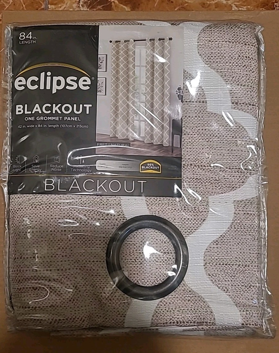Fret Thermaback Natural Lattice 42″ X 84″L Blackout Single Grommet Curtain Panel