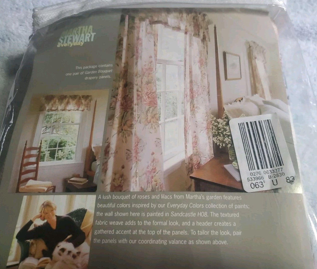 Martha Stewart Everyday Garden Bouquet 2 Pole Top Drapery Panels 80×84″ NoS 90s