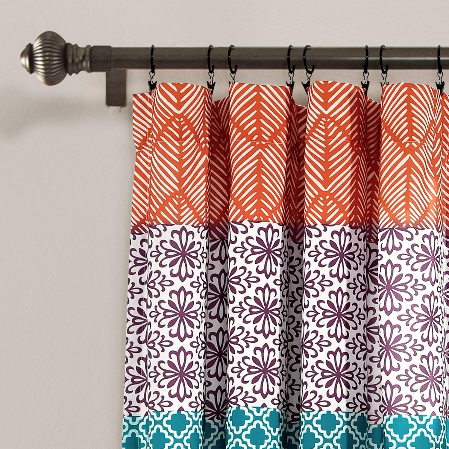 Bohemian Stripe Window Curtain Panels, Pair 52″ W x 84″ L Fuchsia & Orange – …