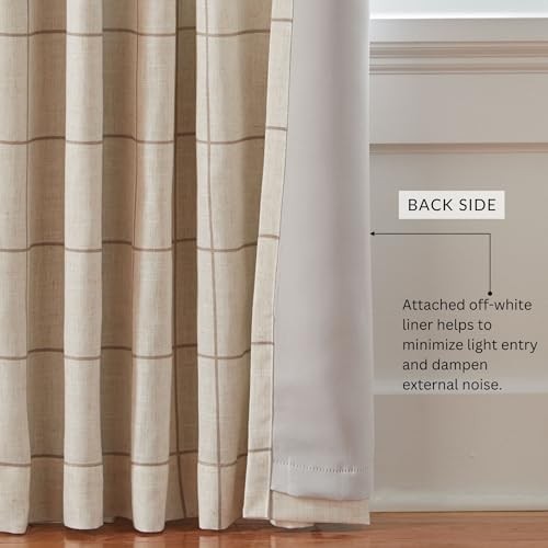 Brighton Windowpane Plaid Blackout Window 52″W x 84″L (Pack of 1) Linen