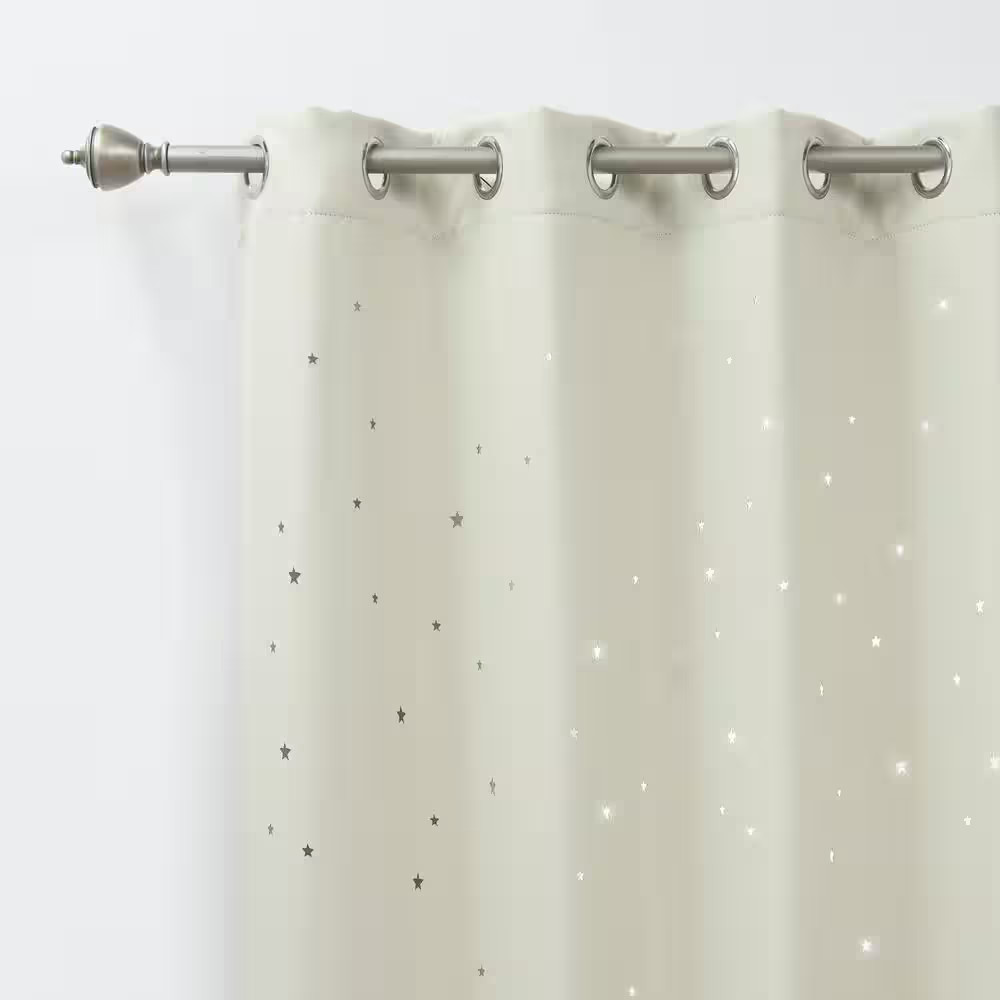 Ivory Geometric Grommet Blackout Curtain – 63 In. W X 84 In. L (Set of 2)