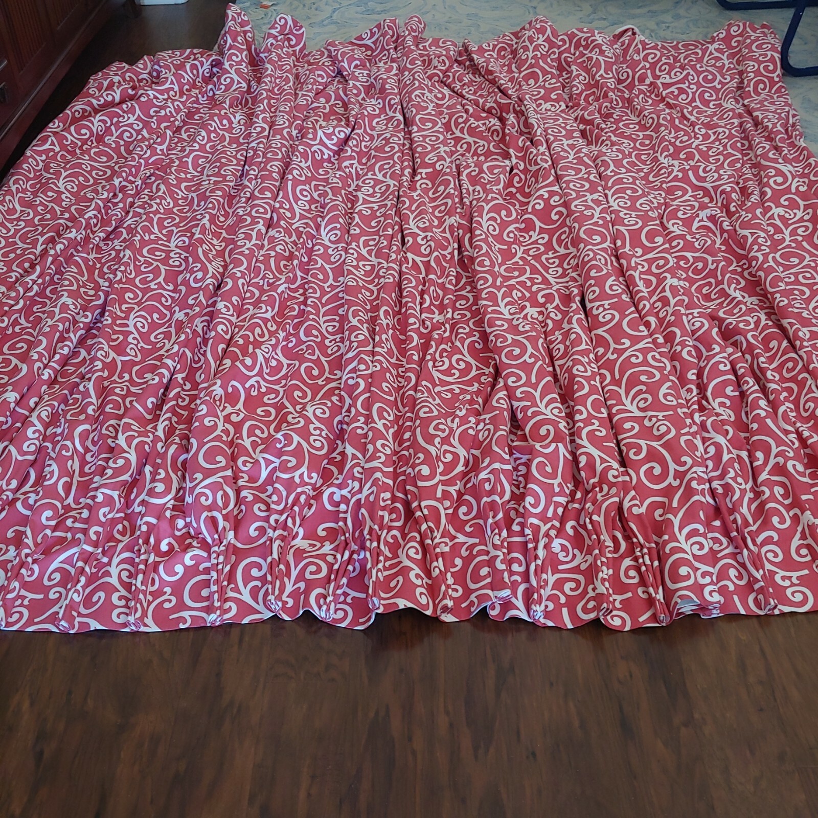 1pc Custom Theatre Glass Slider Door Thick Drape Curtain 9 ft Pink & White