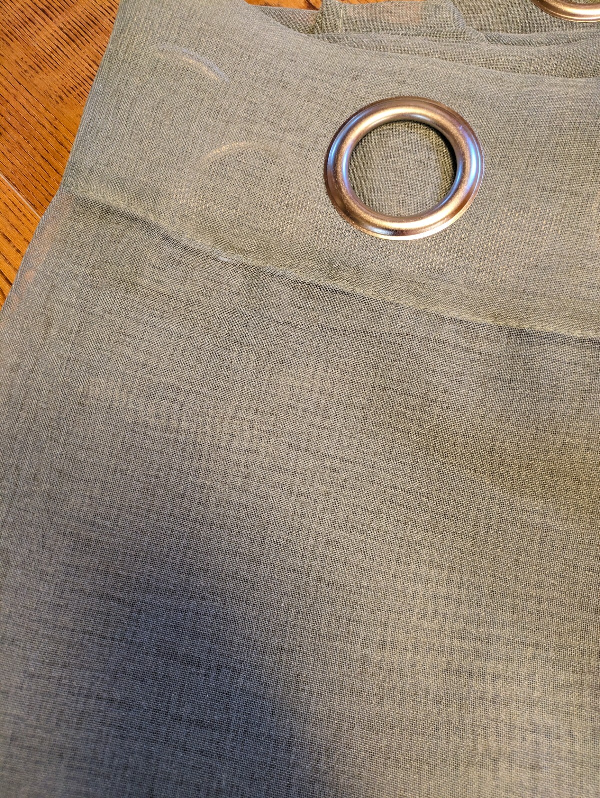 Sage Green Fine Mesh Silver Grommet Sheer Panels 36″x84″ Set of 2
