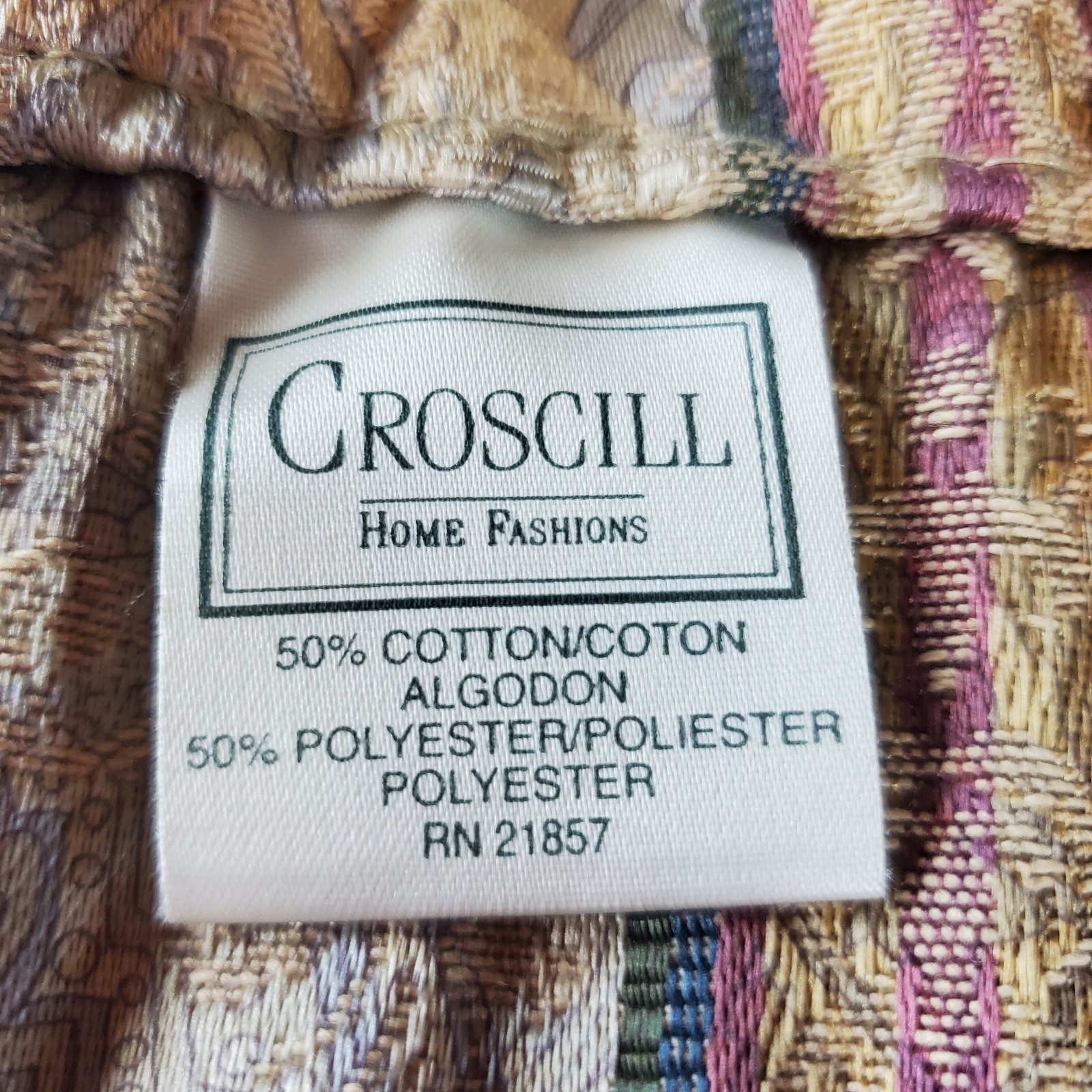 Croscill Vtg Striped valance 18×86 Cotton Blend Gold, Pink, Green, Beige EUC