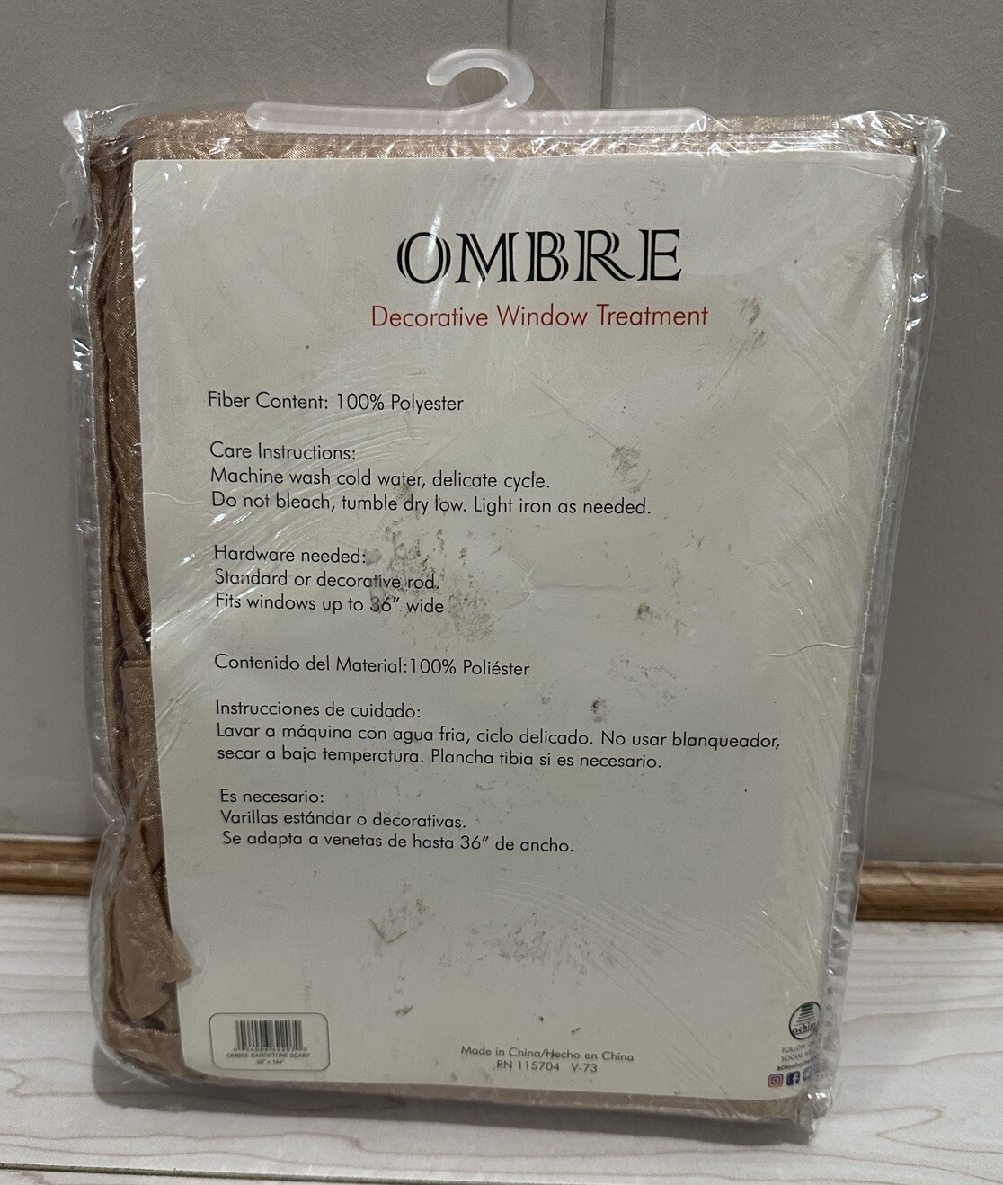 ACHIM Ombre Decorative Window Treatment Scarf – Sandstone – 50 in x 144 in