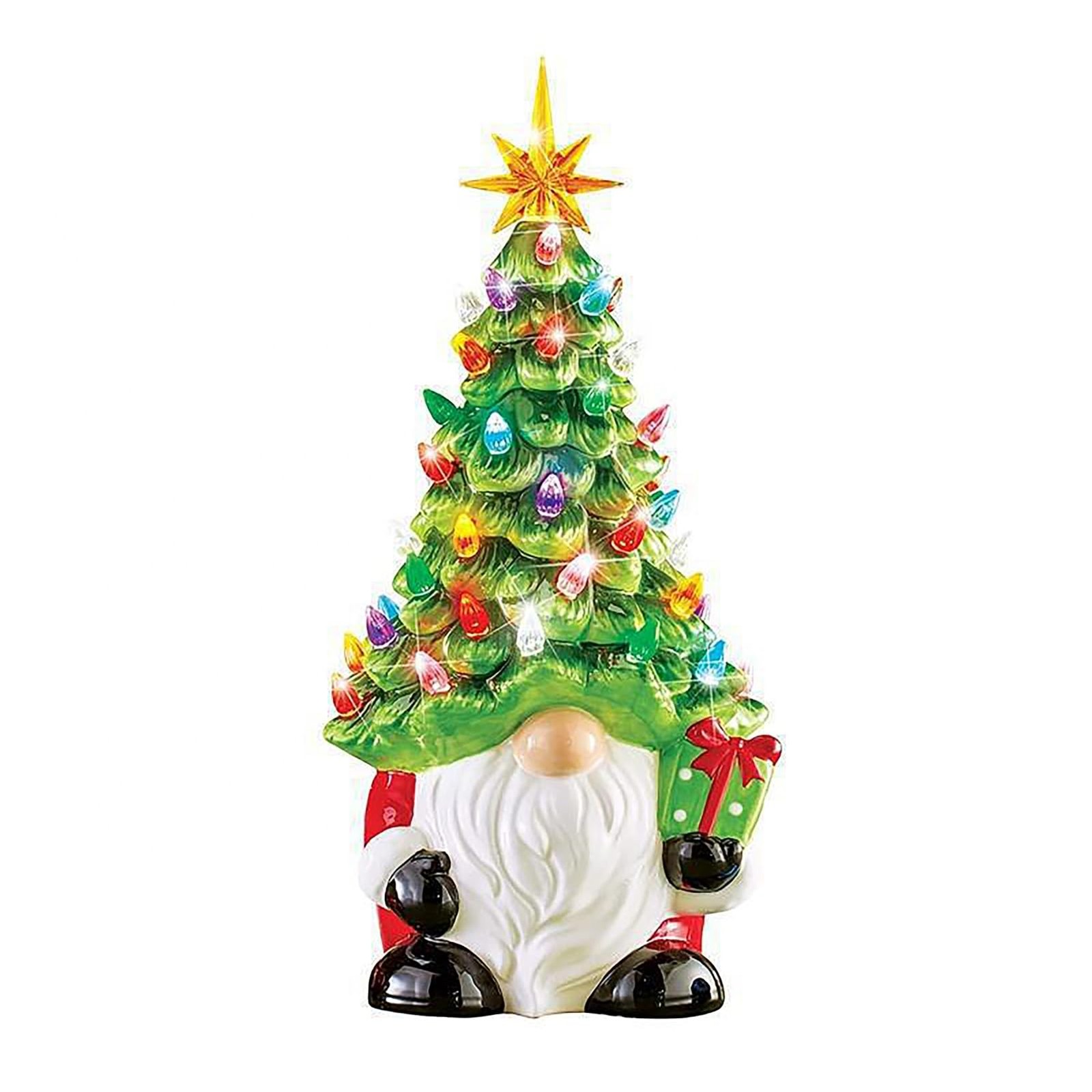 Christmas Decorations – Lighted up Gnomes Ceramic Christmas Tree with Multicolor