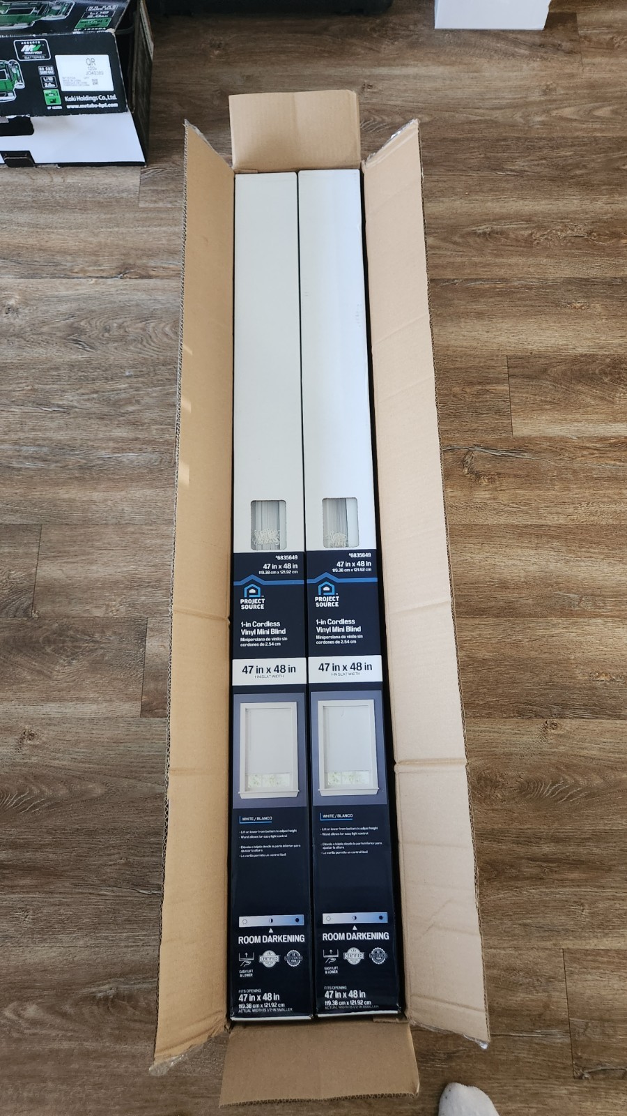 4X Project Source 1-in Slat Width 47-in x 48-in Cordless White Vinyl Mini-Blinds