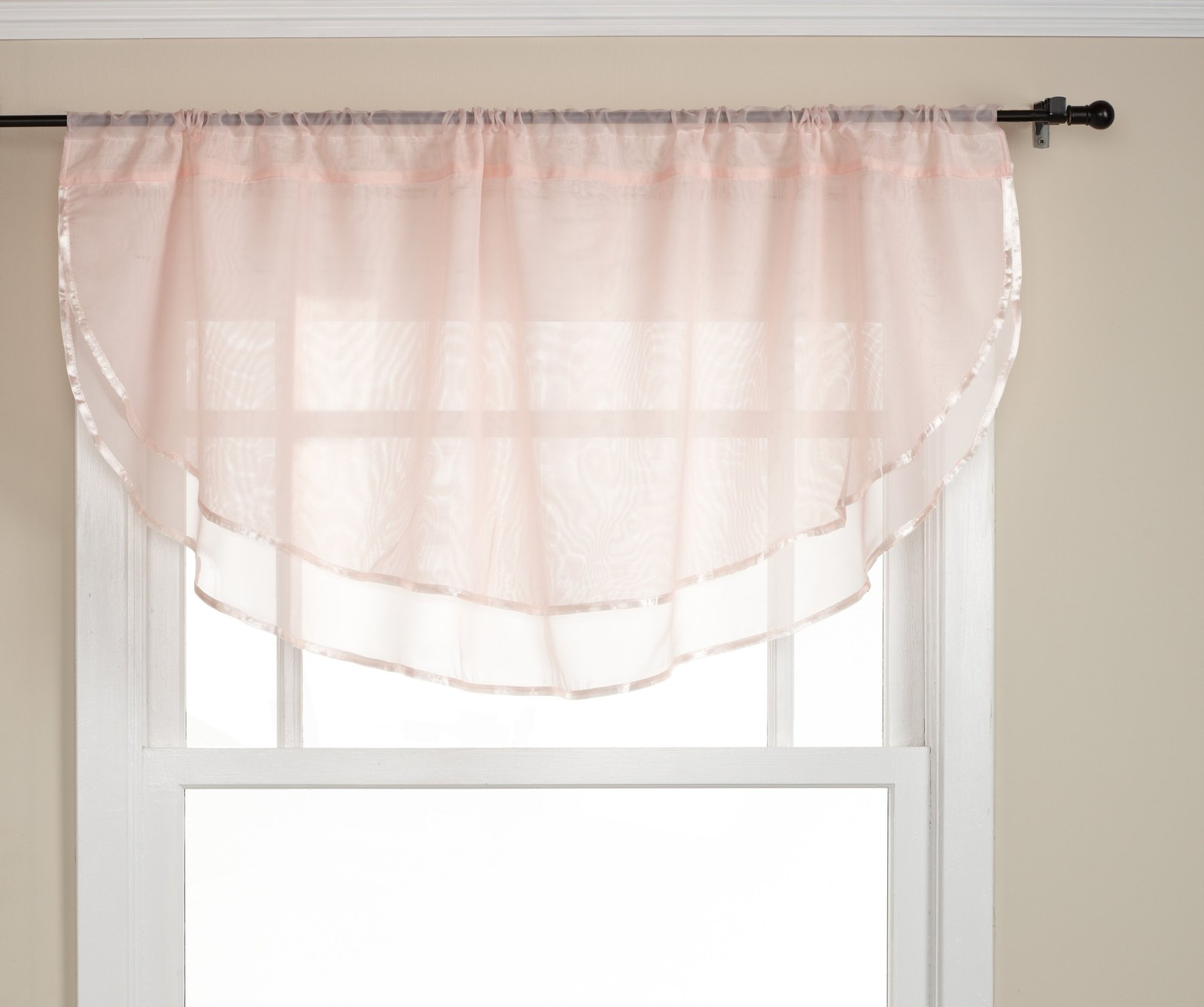 Elegance Sheer Voile Ascot Valance, 60″ x 24″, Pink