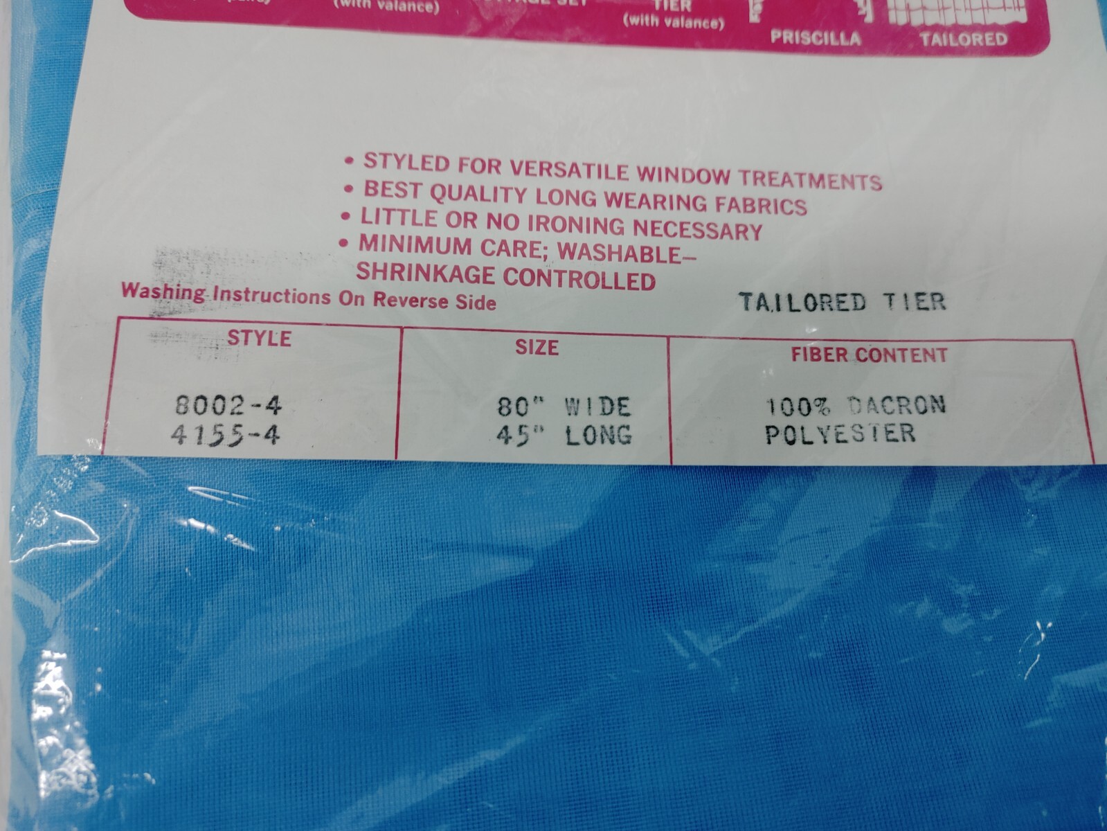 50’S 60’S Biltmore DECORATOR CURTAINS BLUE TAILORED TIER 80W X 45L ( 3PK BUNDLE)