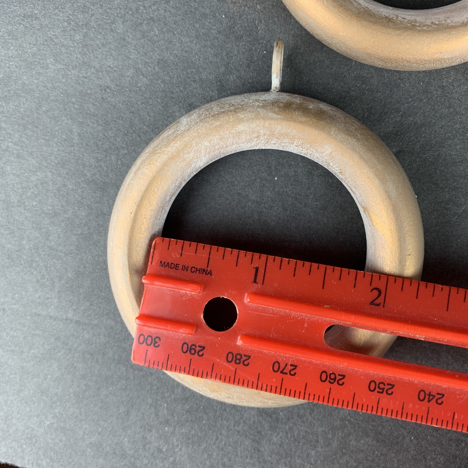 Lot of 10 Curtain Drapery Wood Rings Gold Finish Gray Wash for 1 3/»8 rod Eyelet