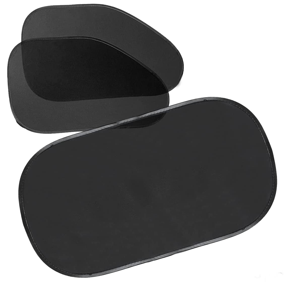 ZONETECH Car Side and Rear Window Cling On Sun Shades – 3 Pack Premium Black