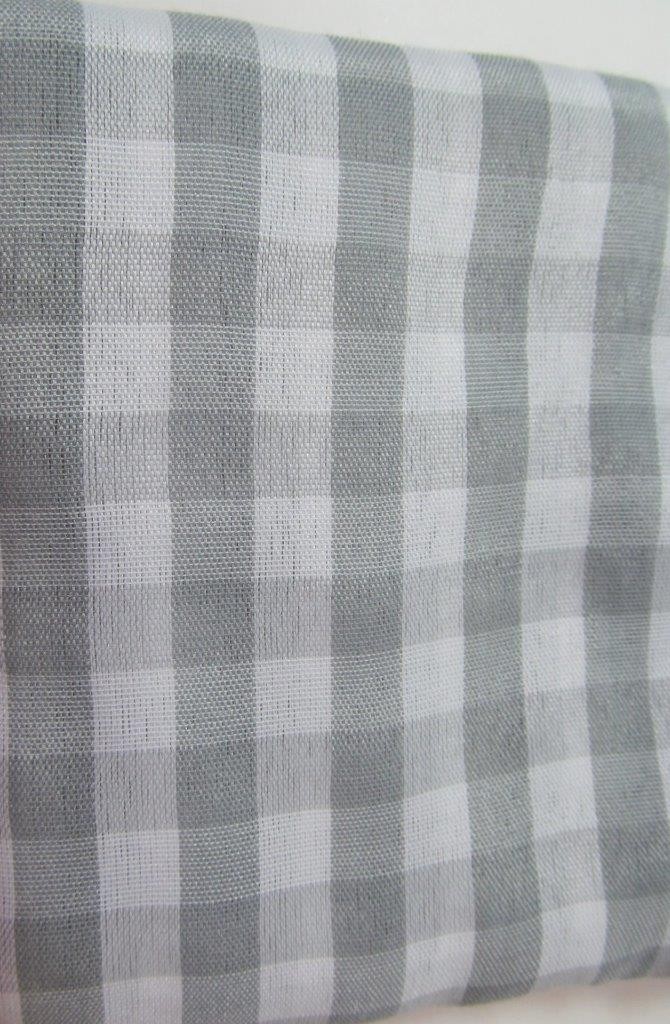 Gray Gingham Checks TIERS & VALANCE Set Crisp & Sheer 100% Poly 58 in x 36 in