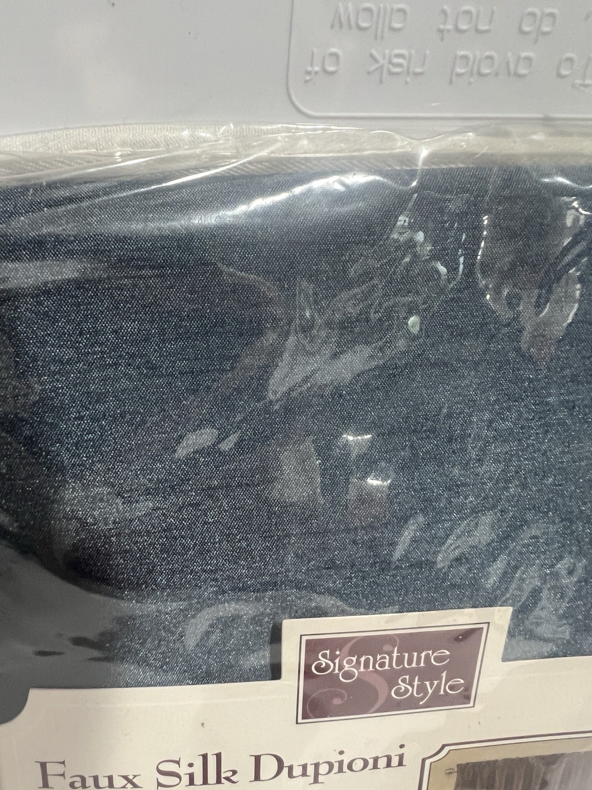 Signature Style Faux Silk Dupioni Valance 44”x19” Scalloped Blue Shine