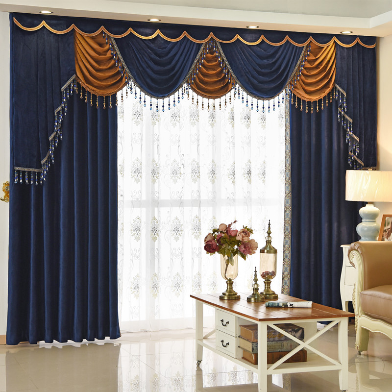 high class European thicken solid blue Italy velvet blackout curtain E919