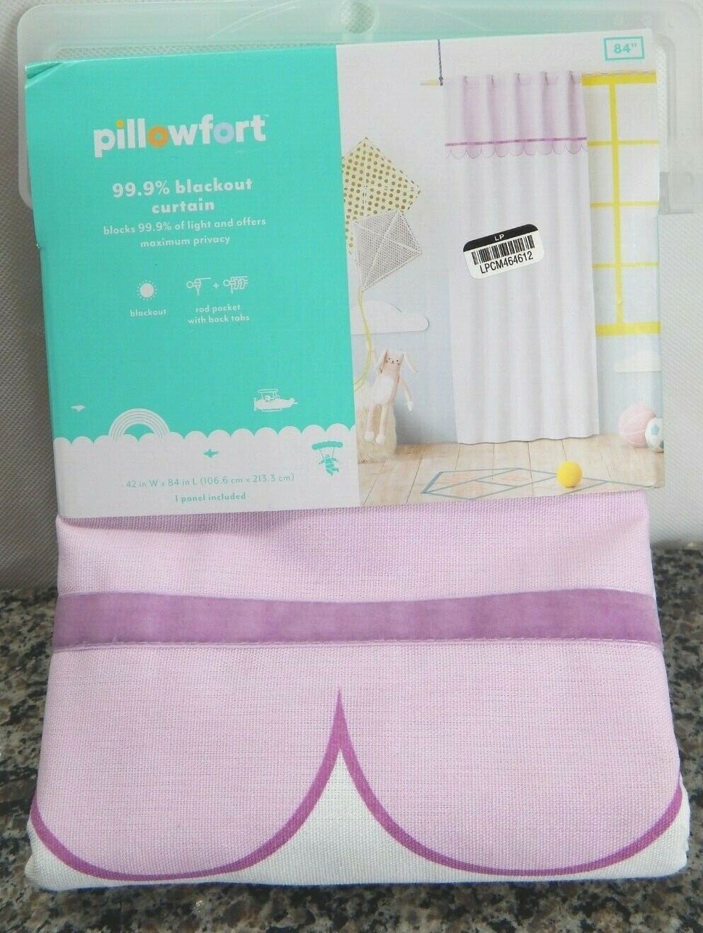 Pillowfort White Faux Valance Window Blackout Curtain Single Panel 42″ x 84”