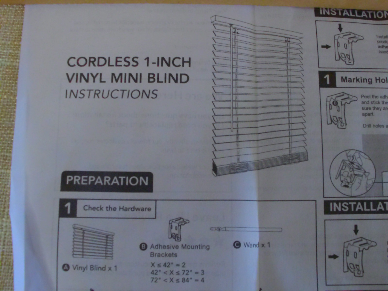 Vinyl Mini Blind White 1″ Light Filtering 35″ X 64″ Cordless Basic Blind